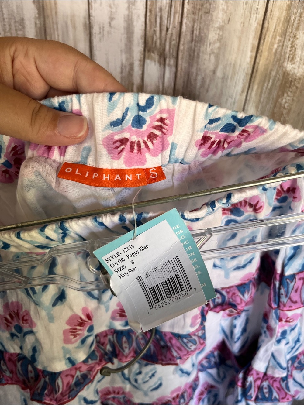 Oliphant Flirty Skirt Poppy Blue Floral Ruffle Size Small - Picture 5 of 5